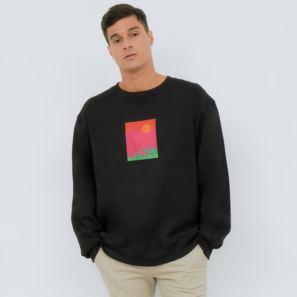 M231 Sweater Crewneck Vantage Panjang Hitam 2392C