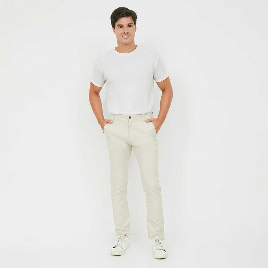 M231 Celana Panjang Pria Chinos Slim Fit Stretch Cream C1139