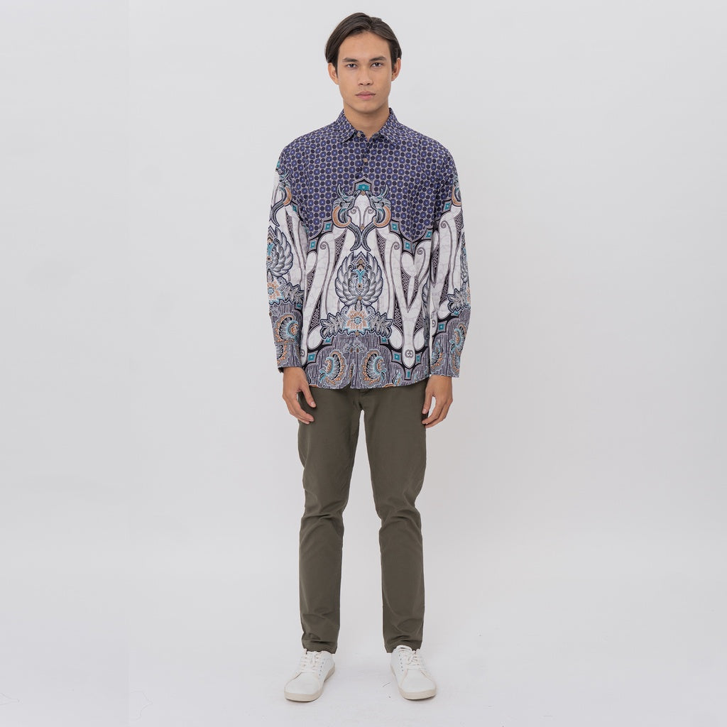 M231 Kemeja Pria Batik Panjang Navy 2587A