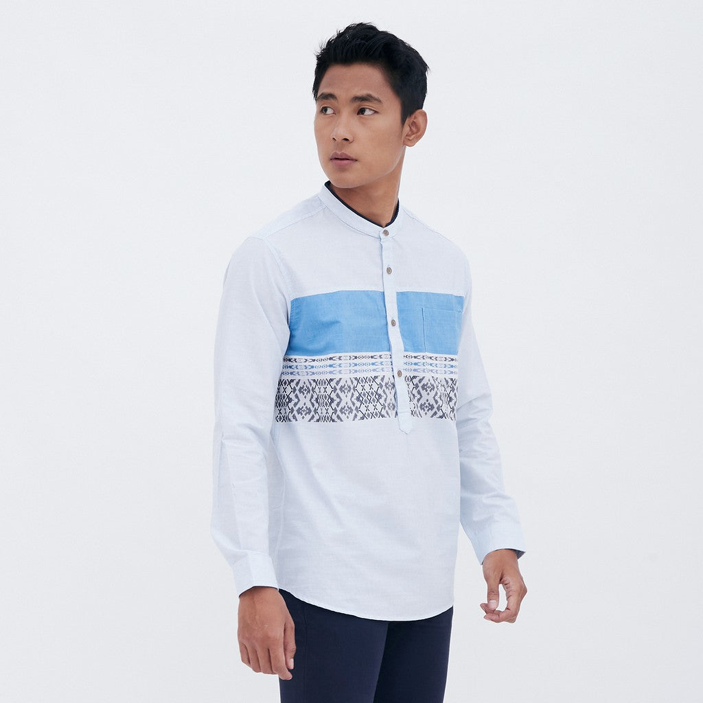M231 Kemeja Pria Koko Panjang Biru 1611A