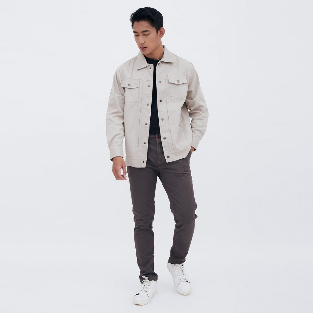 M231 Jaket Pria Coverall Panjang Cream 1957A