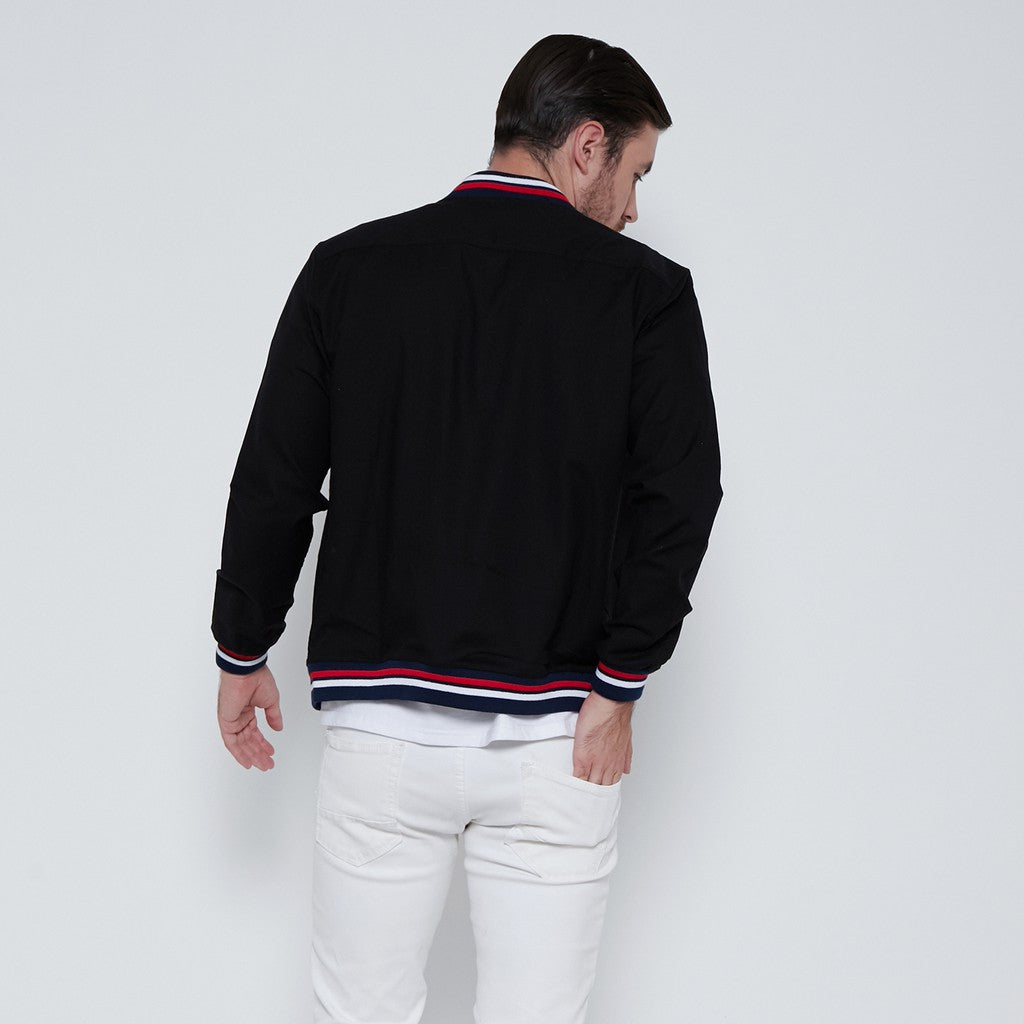 M231 Jaket Pria Bomber Oxford Panjang Hitam 1768A