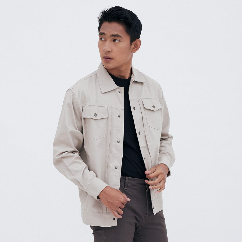 M231 Jaket Pria Coverall Panjang Cream 1957A
