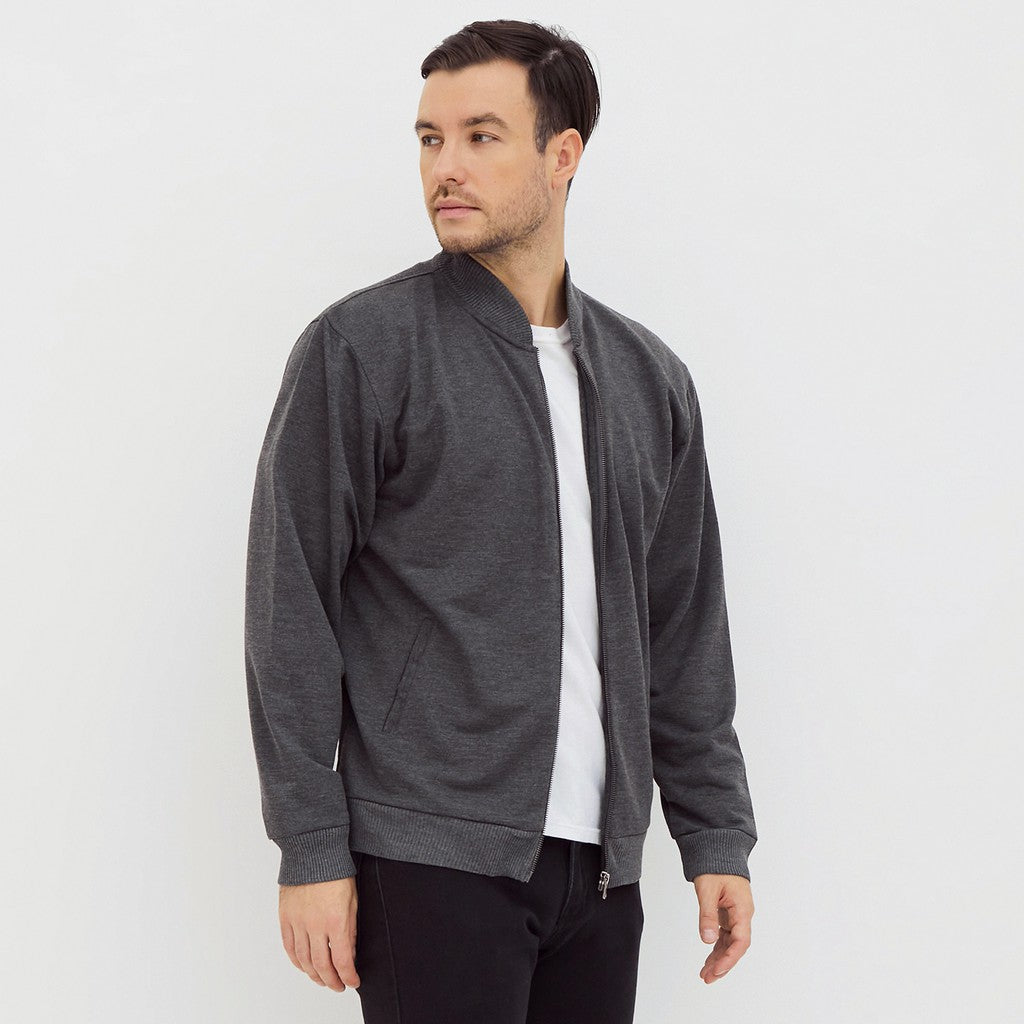 M231 Jaket Pria Bomber Panjang Abu 2091D