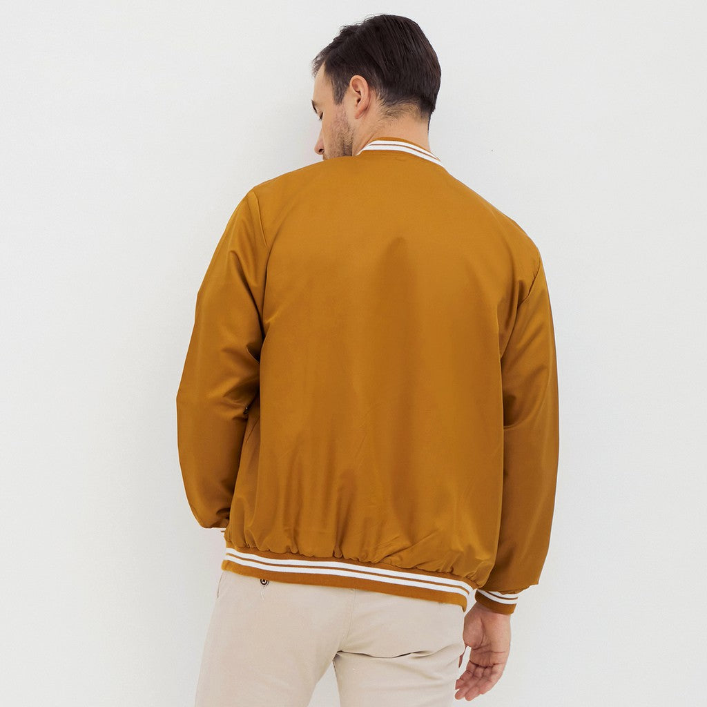 M231 Jaket Pria Bomber Taslan Panjang Mustard 2078E