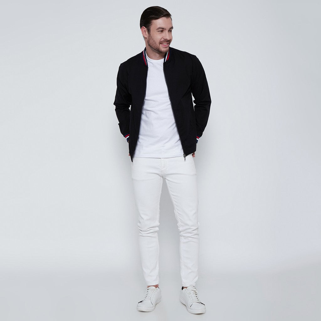 M231 Jaket Pria Bomber Oxford Panjang Hitam 1768A