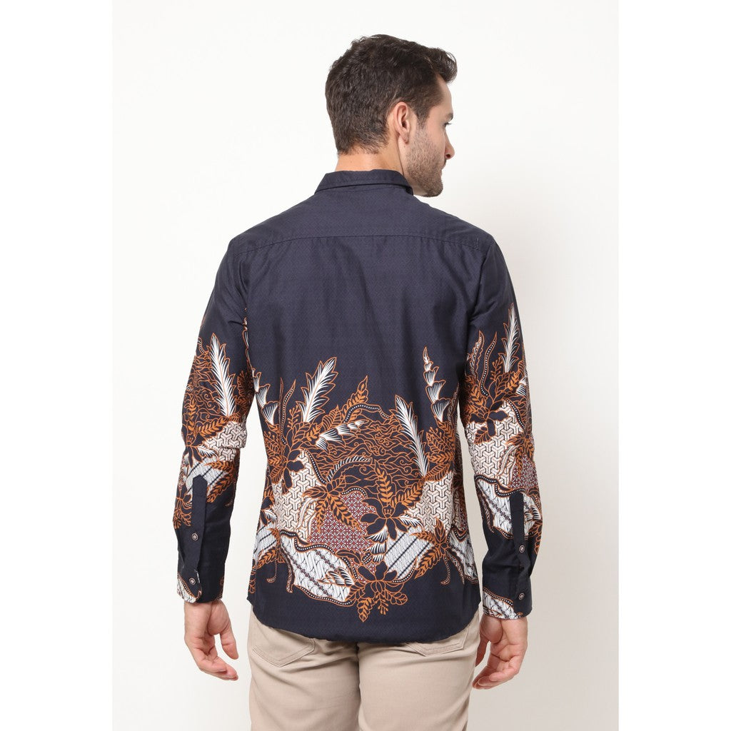 M231 Kemeja Pria Batik Panjang Warna Navy 1567