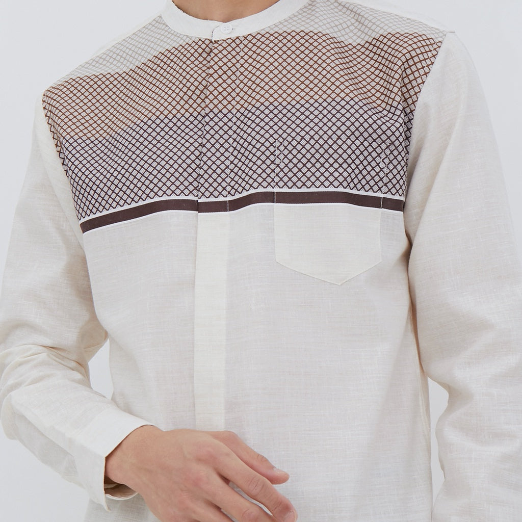 M231 Kemeja Pria Koko Panjang Cream 2282