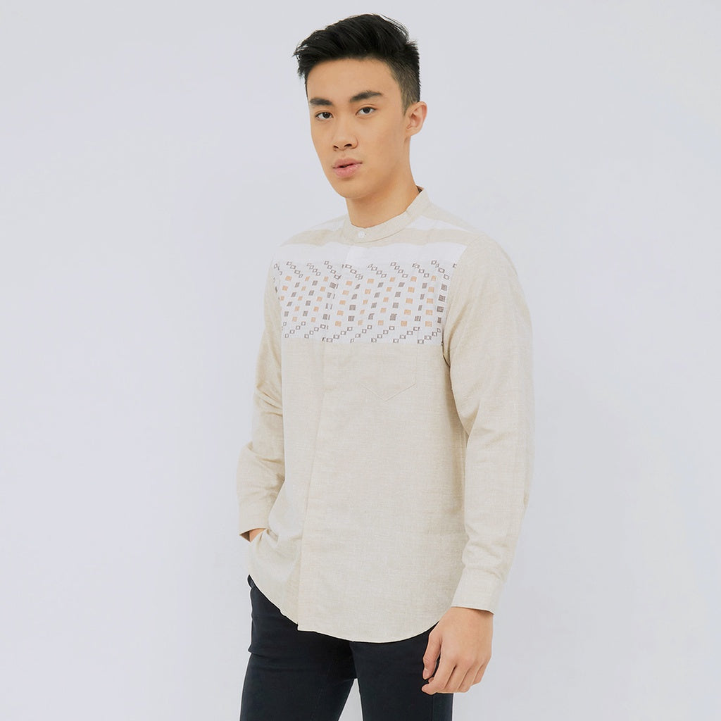 M231 Kemeja Pria Koko Panjang Cream 2381