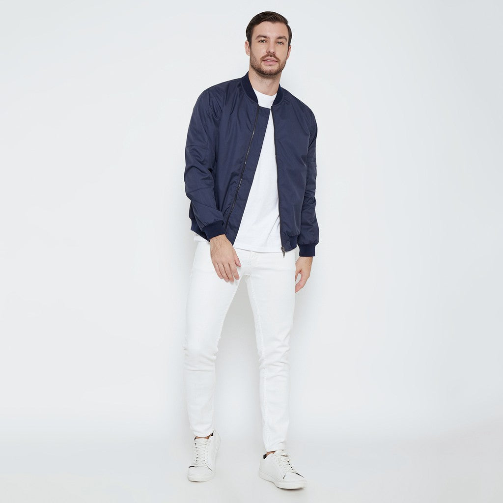 M231 Jaket Pria Taslan Bomber Panjang Navy 1758A