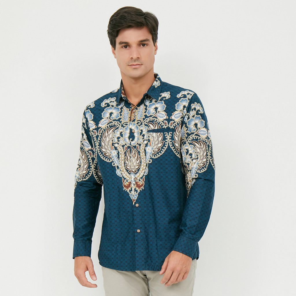 M231 Kemeja Pria Batik Panjang Navy 2153A