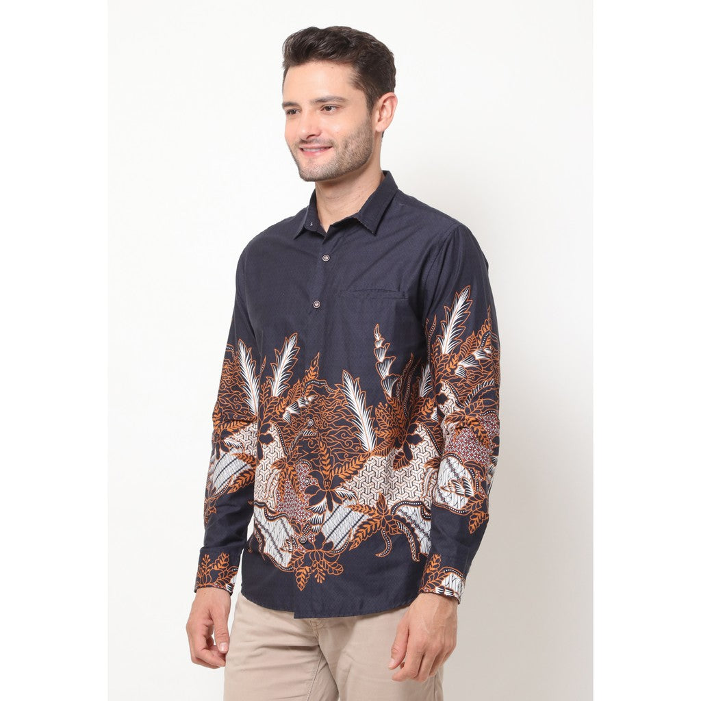 M231 Kemeja Pria Batik Panjang Warna Navy 1567