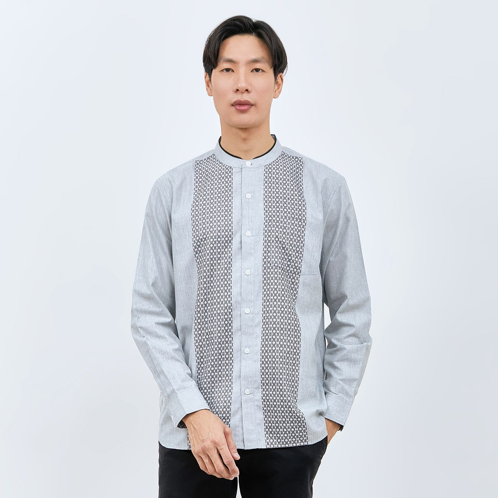 M231 Kemeja Pria Koko Panjang Abu 3005