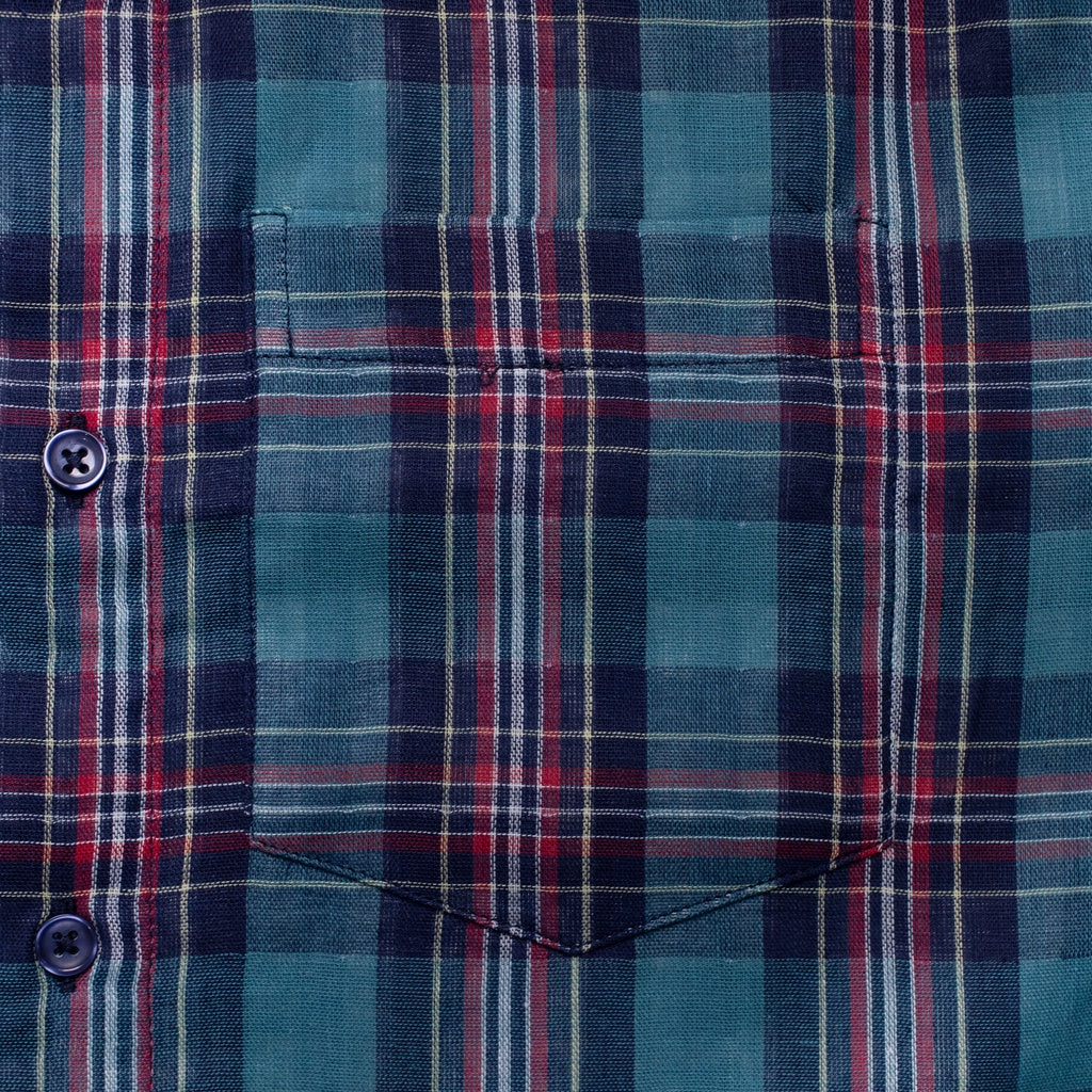 M231 Kemaja Pria Yarn Dyed Double Face Kotak Pendek Biru 2879