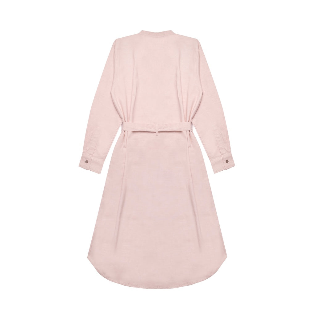M231 Dress Kemeja Wanita Rami Ikat Pinggang Panjang Dusty Pink 2784A
