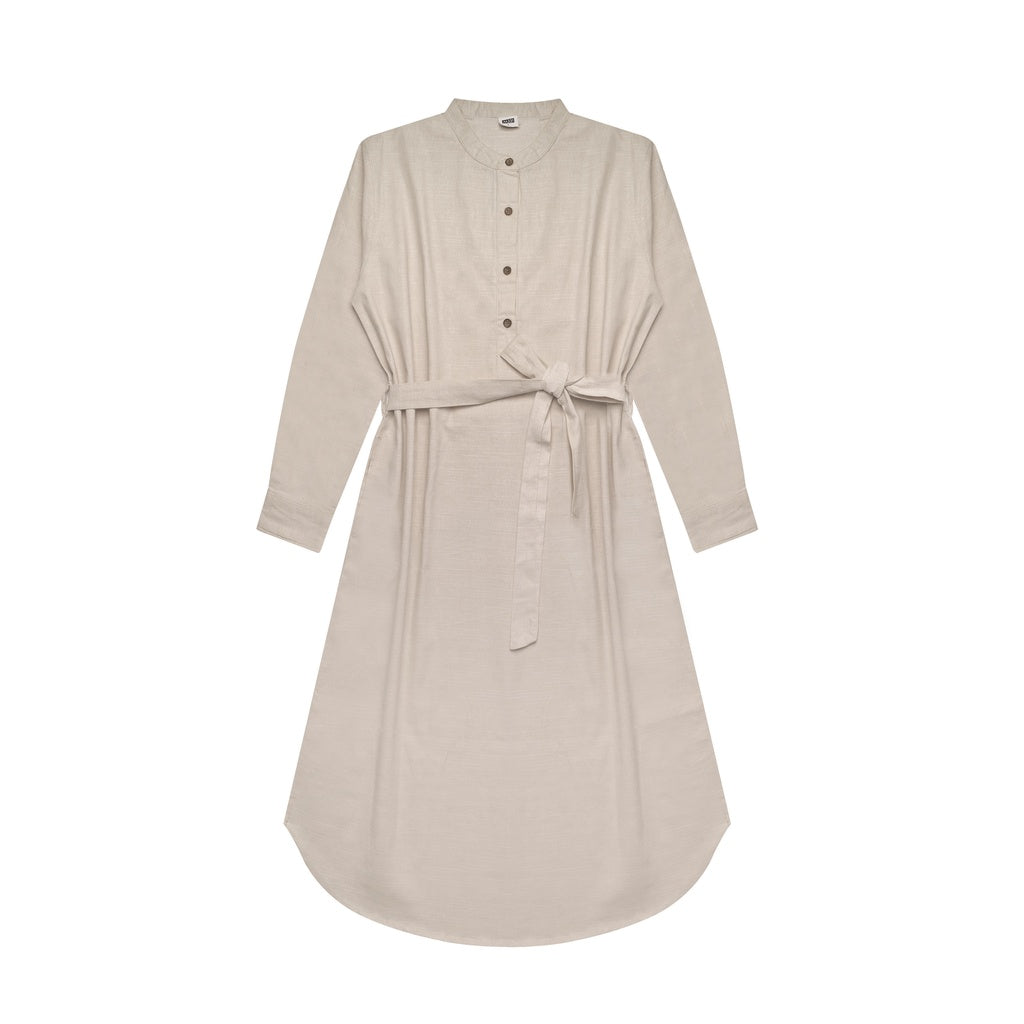 M231 Dress Kemeja Wanita Rami Ikat Pinggang Panjang Khaki 2784B