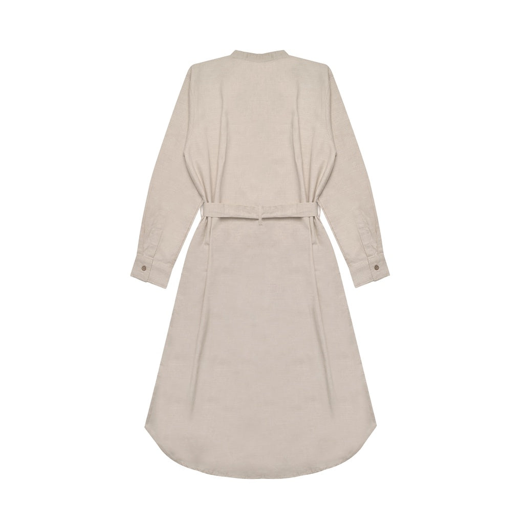 M231 Dress Kemeja Wanita Rami Ikat Pinggang Panjang Khaki 2784B