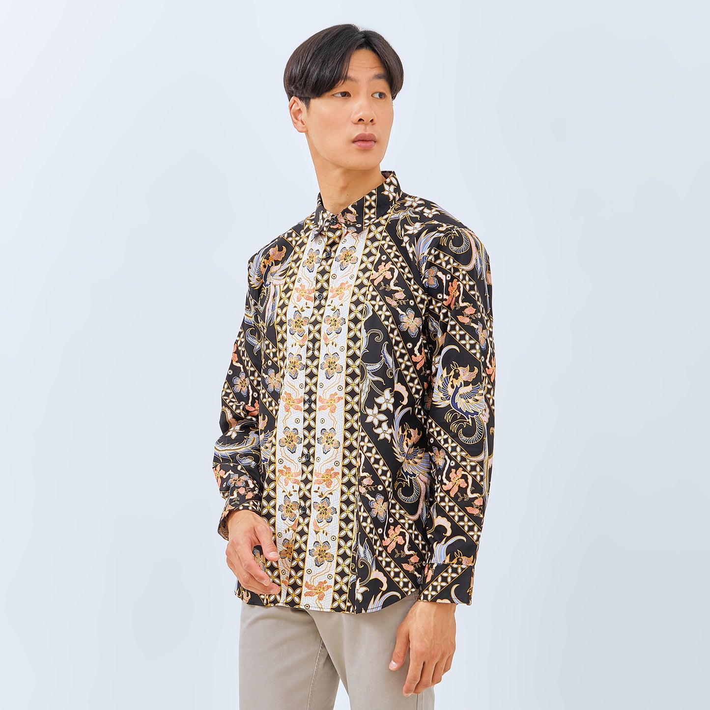 M231 Kemeja Pria Batik Panjang Hitam 3032