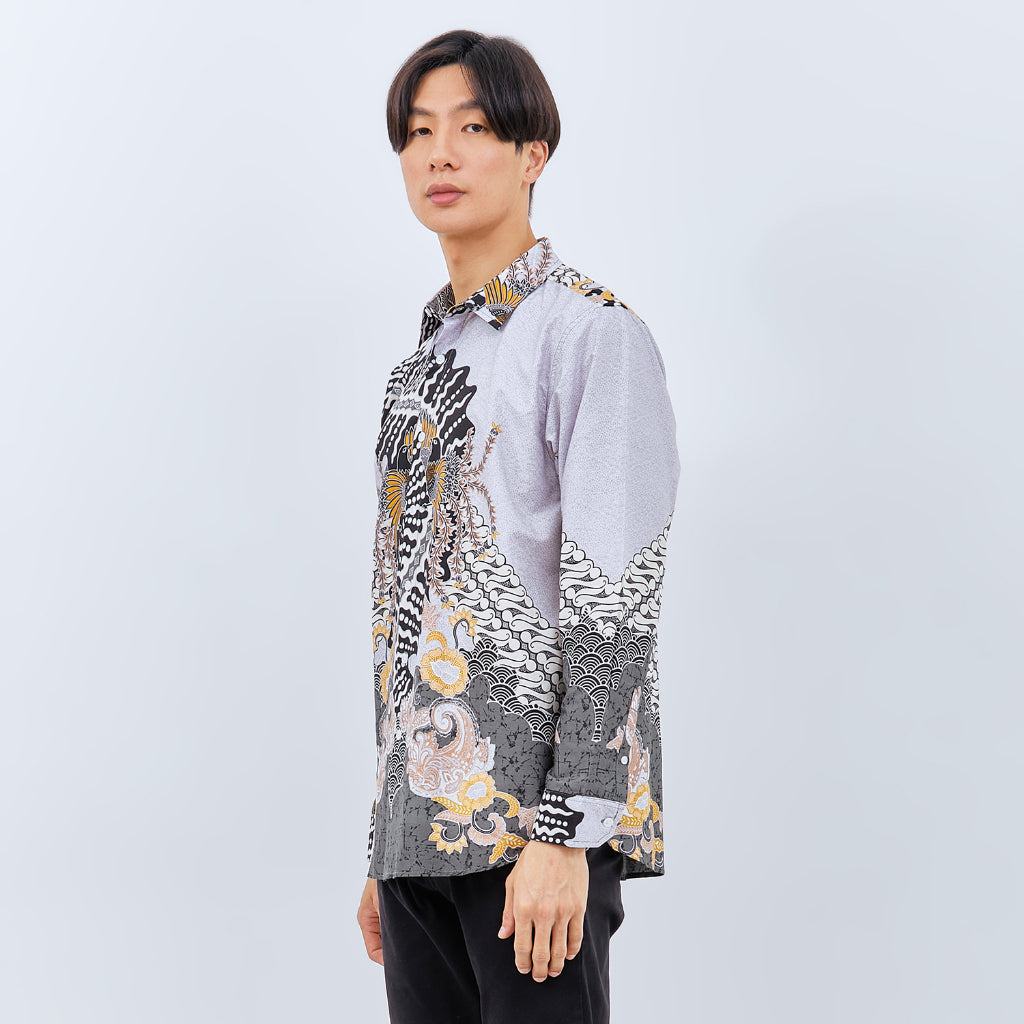 M231 Kemeja Pria Batik Panjang Abu 3069