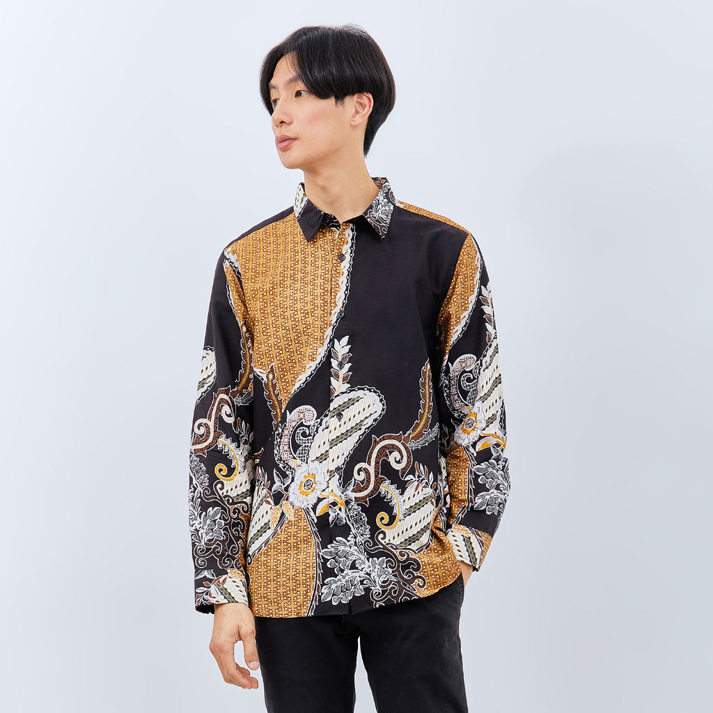 M231 Kemeja Pria Batik Panjang Hitam 3034