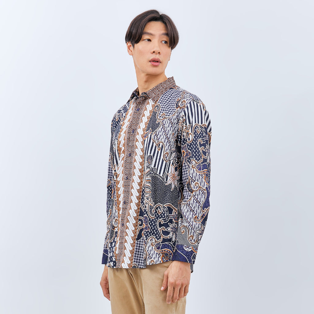 M231 Kemeja Pria Batik Panjang Navy 3061A
