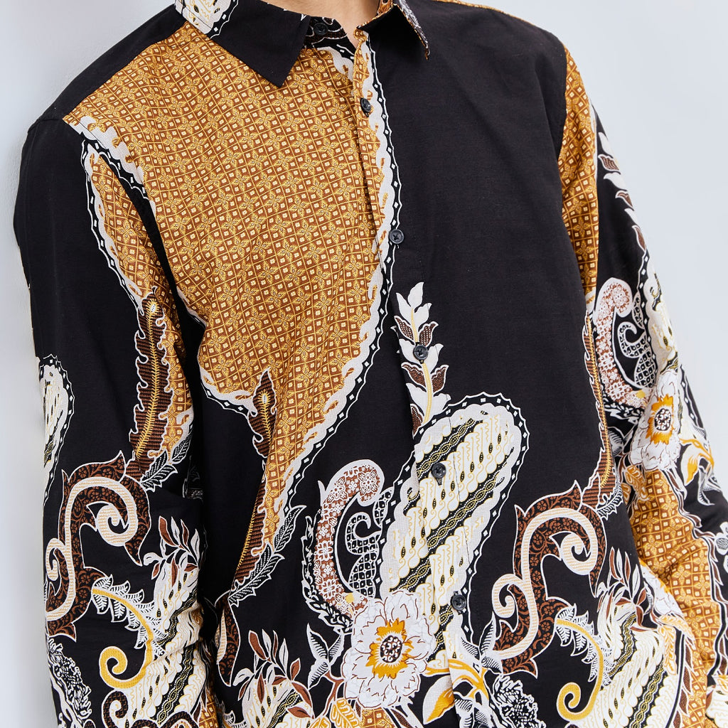 M231 Kemeja Pria Batik Panjang Hitam 3034