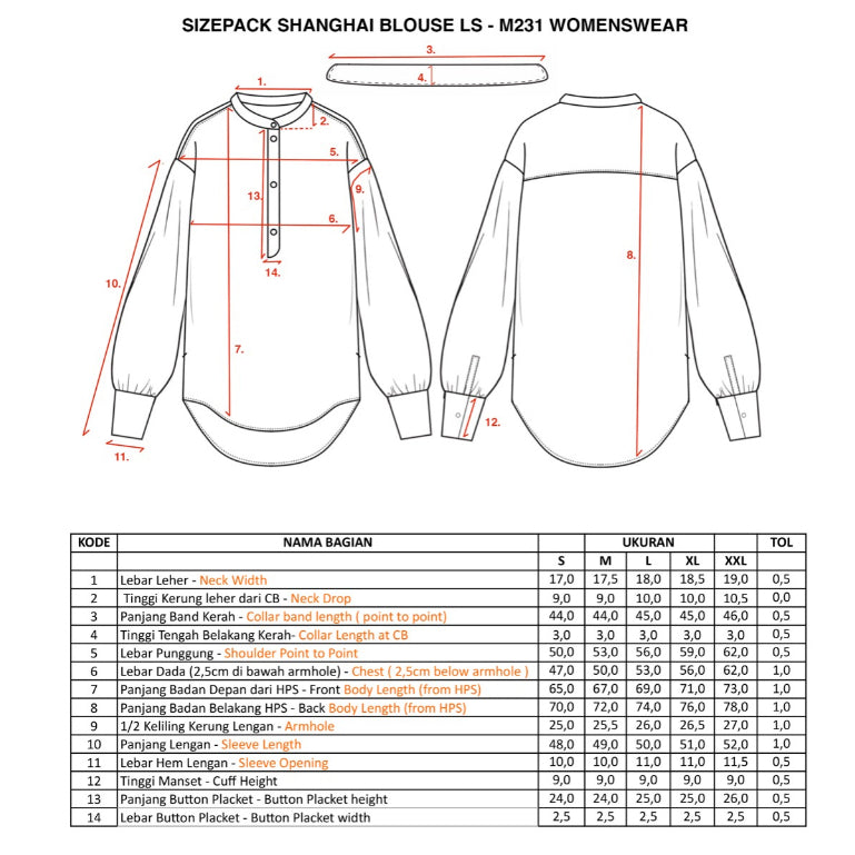 M231 Kemeja Wanita Blouse Kerah Shanghai Panjang Hitam 2910C