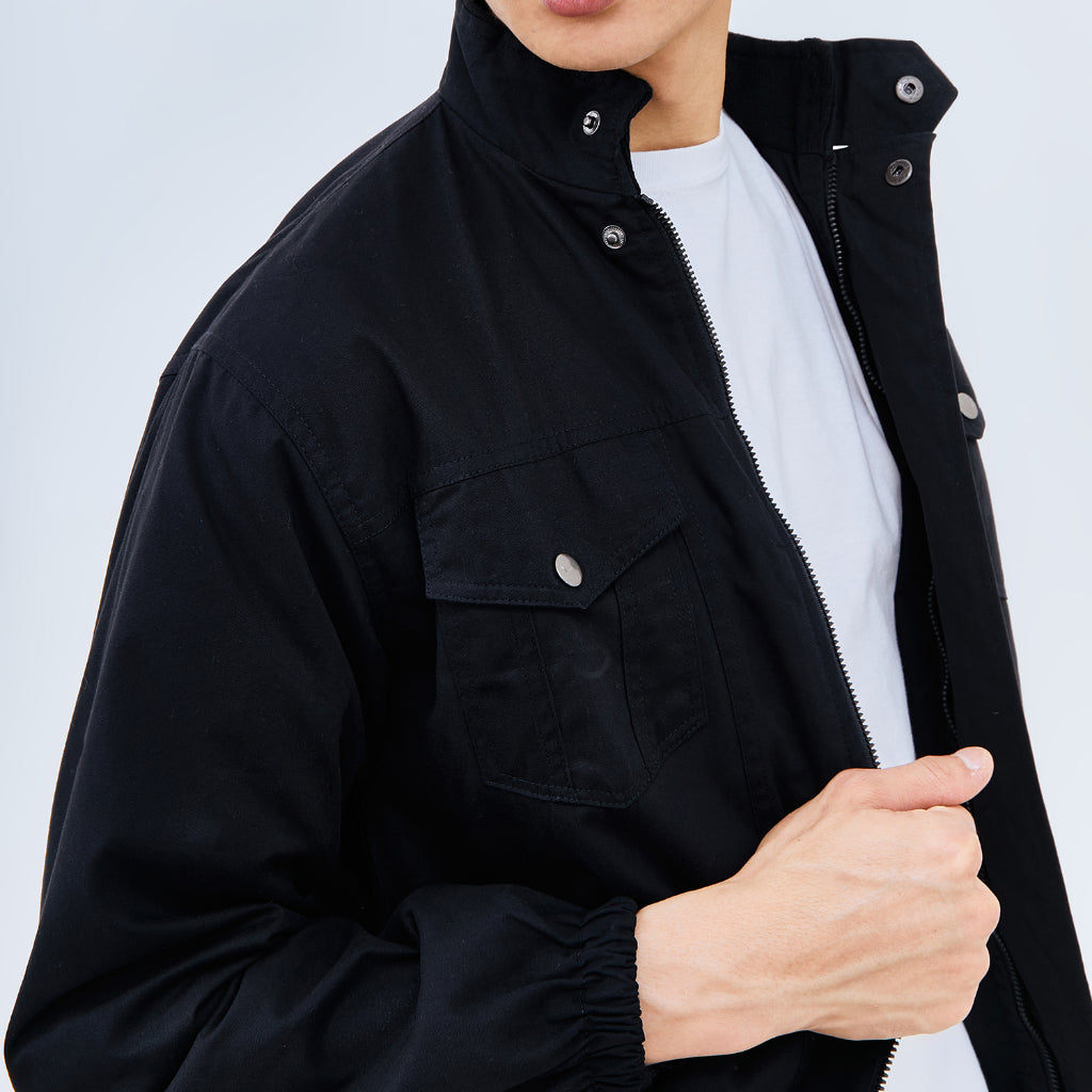 M231 Jaket Pria Harrington Panjang Hitam 2765B