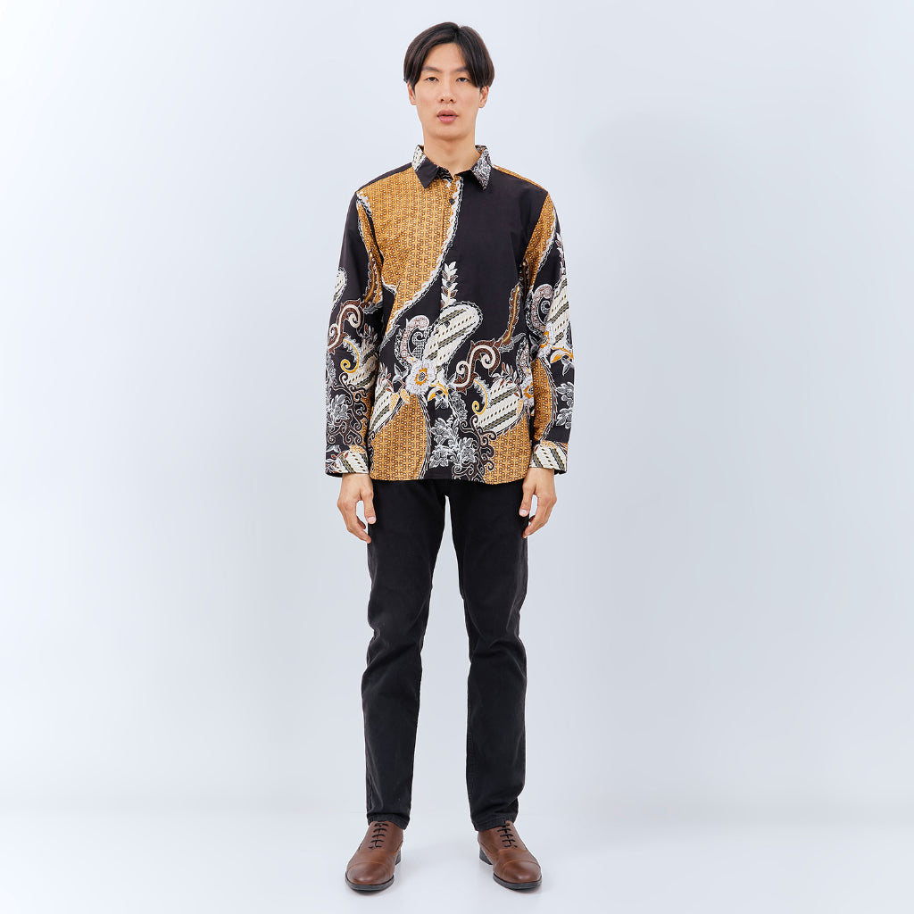 M231 Kemeja Pria Batik Panjang Hitam 3034
