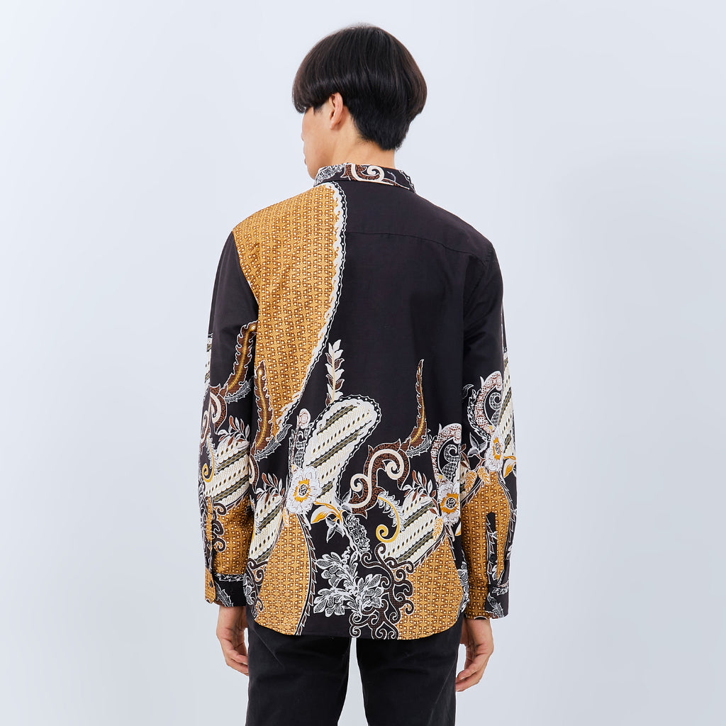 M231 Kemeja Pria Batik Panjang Hitam 3034