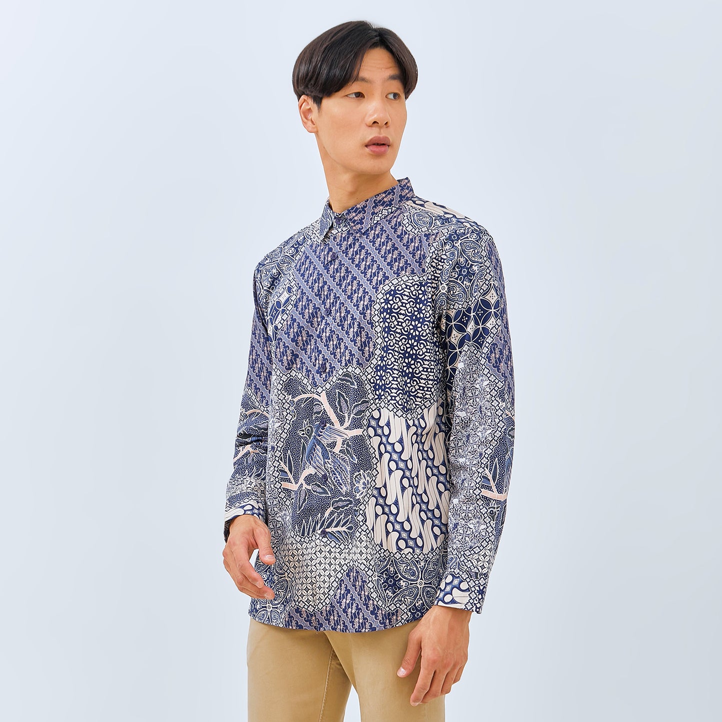 M231 Kemeja Pria Batik Panjang Biru 3071A