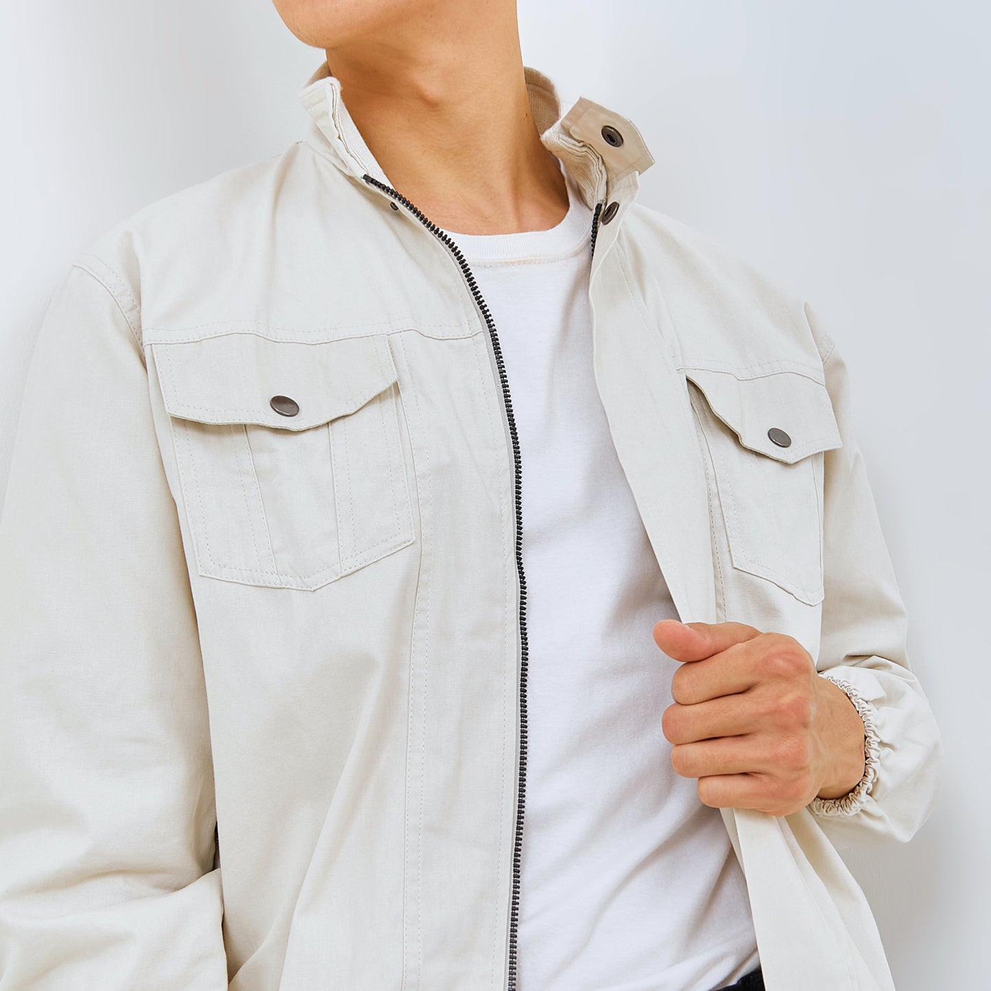 M231 Jaket Pria Harrington Panjang Cream 2765D