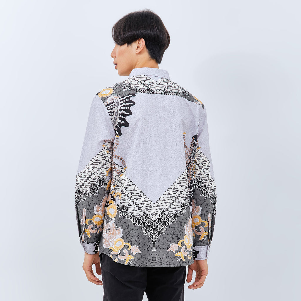 M231 Kemeja Pria Batik Panjang Abu 3069