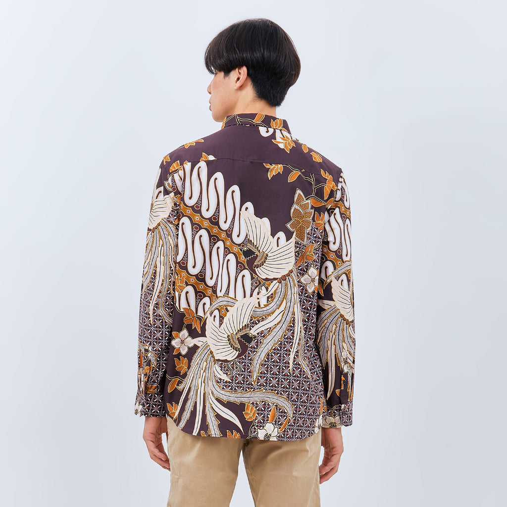M231 Kemeja Pria Batik Panjang Coklat 3037B