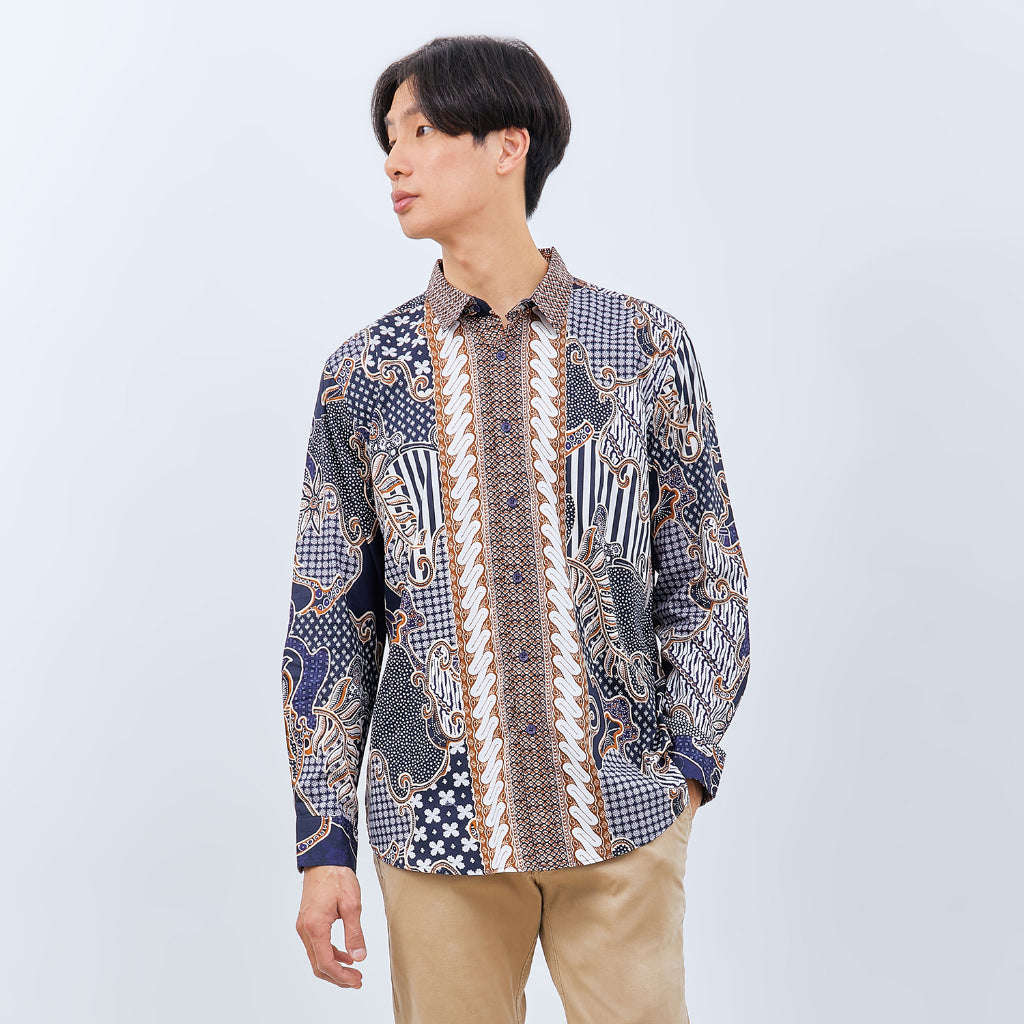 M231 Kemeja Pria Batik Panjang Navy 3061A