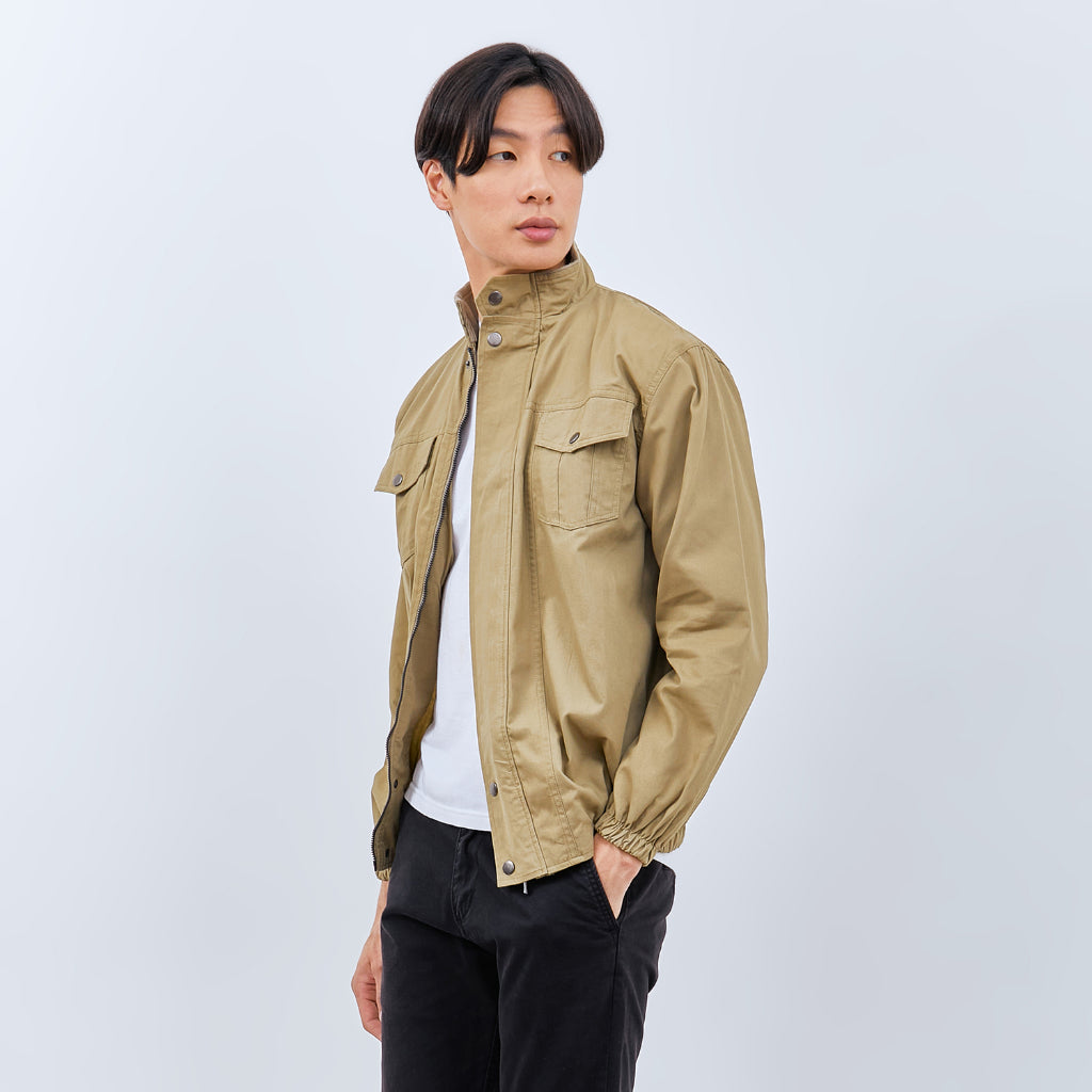 M231 Jaket Pria Harrington Panjang Khaki 2765A