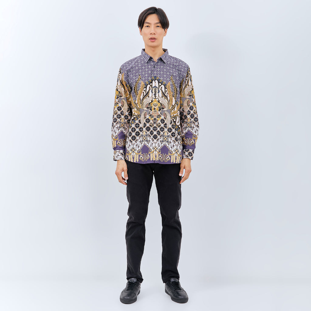 M231 Kemeja Pria Batik Panjang Ungu 3008A