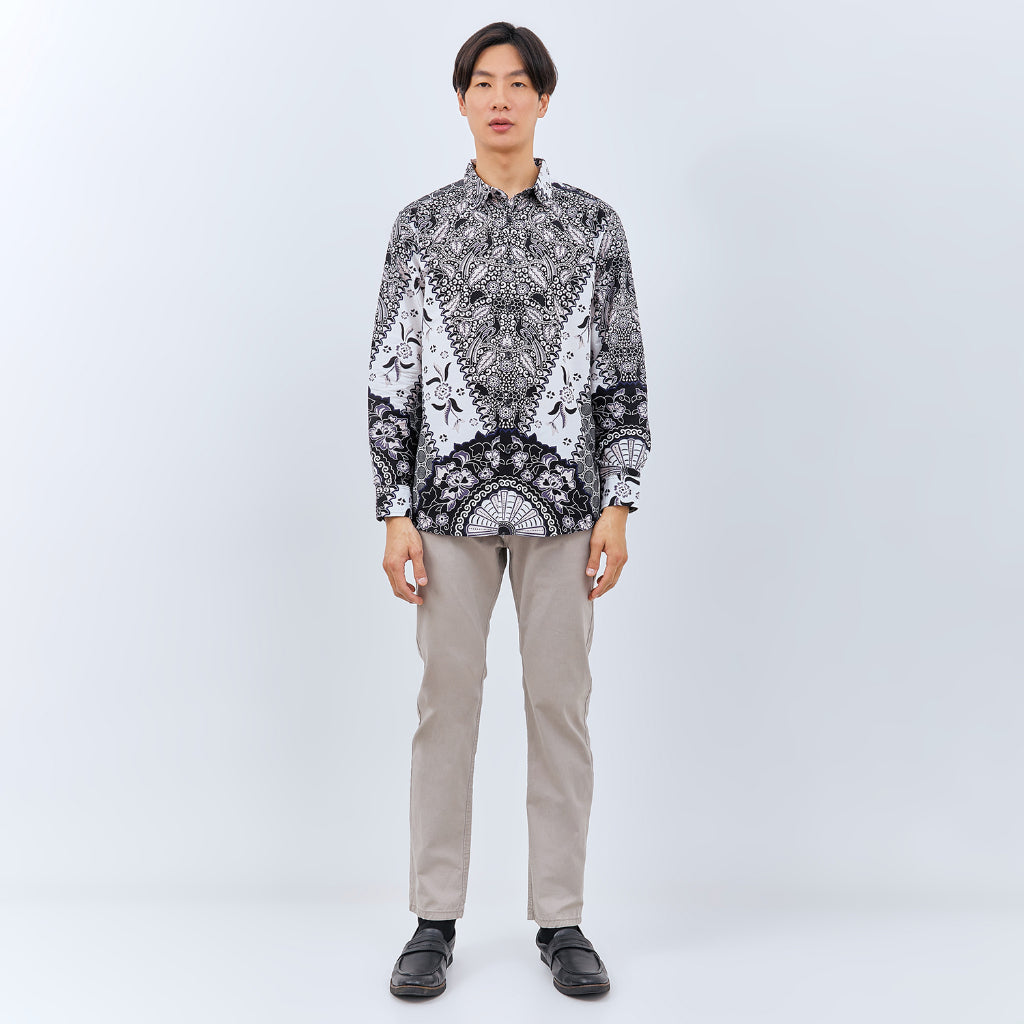 M231 Kemeja Pria Batik Panjang Hitam 3070A