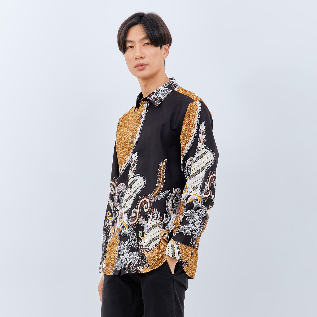 M231 Kemeja Pria Batik Panjang Hitam 3034