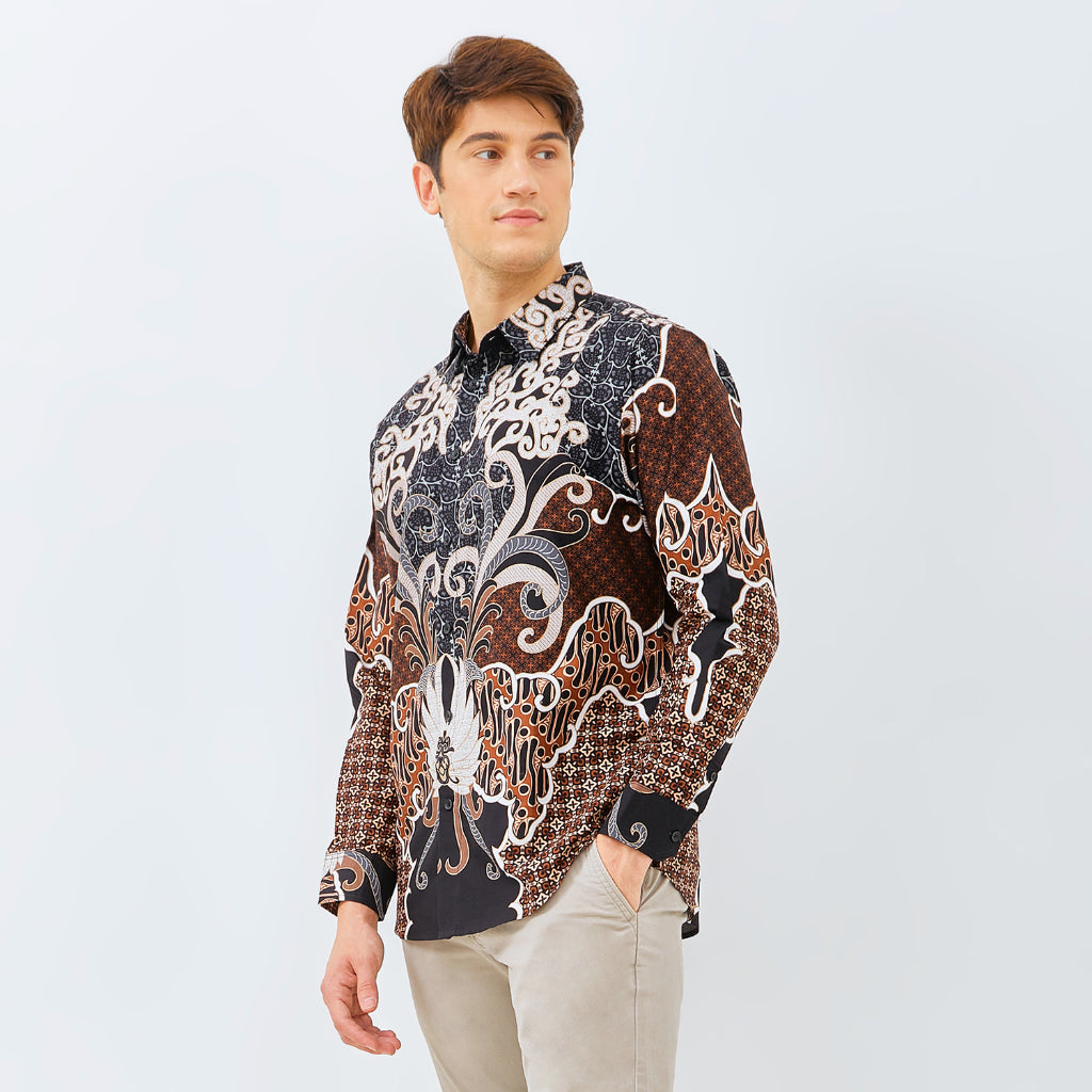 M231 Kemeja Pria Batik Panjang Hitam 3143B
