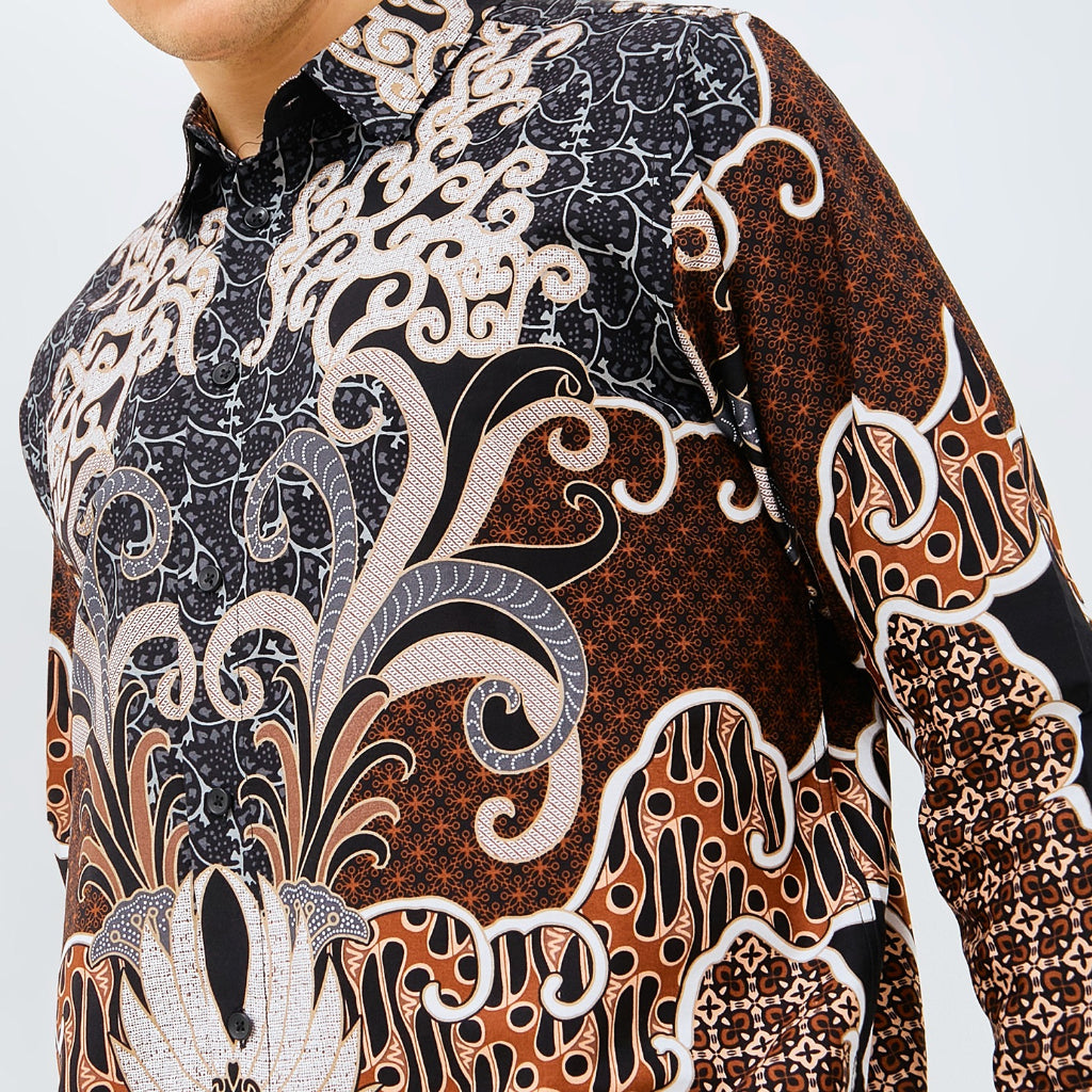 M231 Kemeja Pria Batik Panjang Hitam 3143B