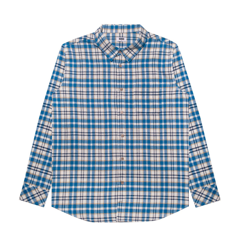 M231 Kemeja Pria Flannel Panjang Biru 0093