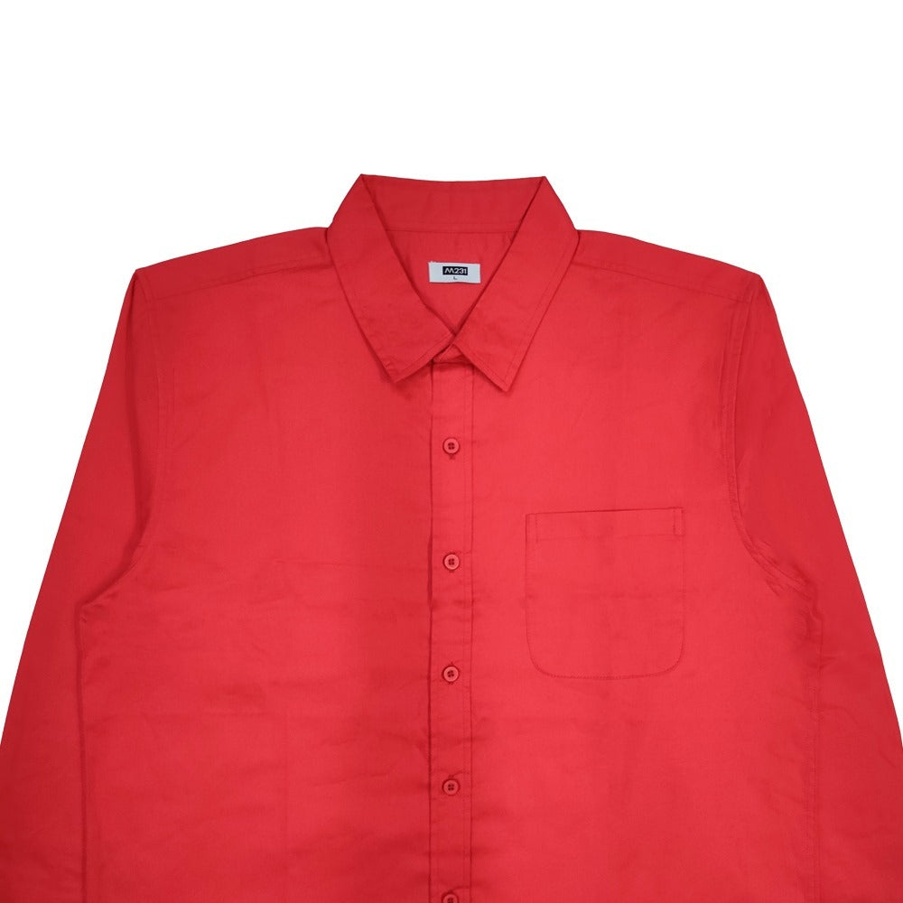 M231 Kemeja Pria Basic Polos Panjang Merah 0215
