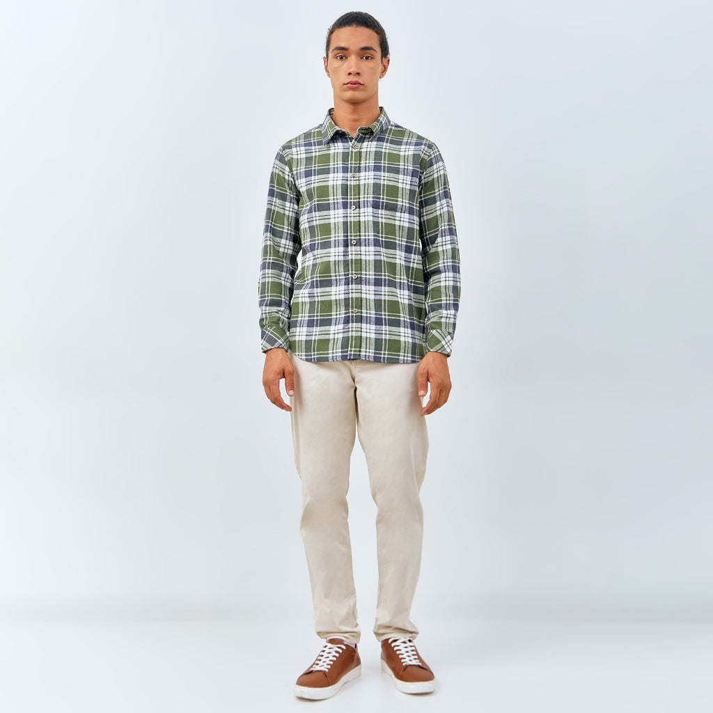 M231 Kemeja Pria Flannel Panjang Hijau 0144