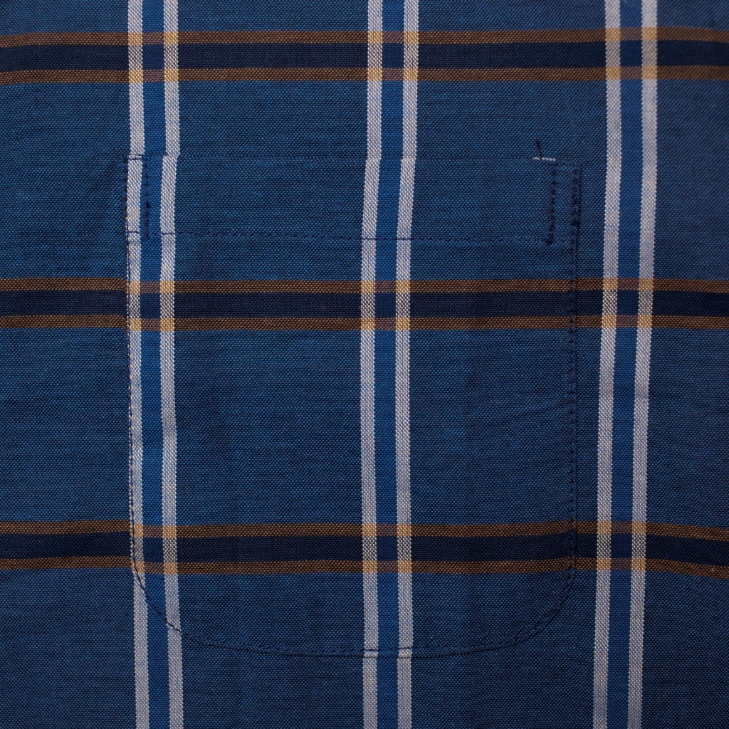 M231 Kemeja Pria Yarn Dyed Kotak Pendek Navy 0148