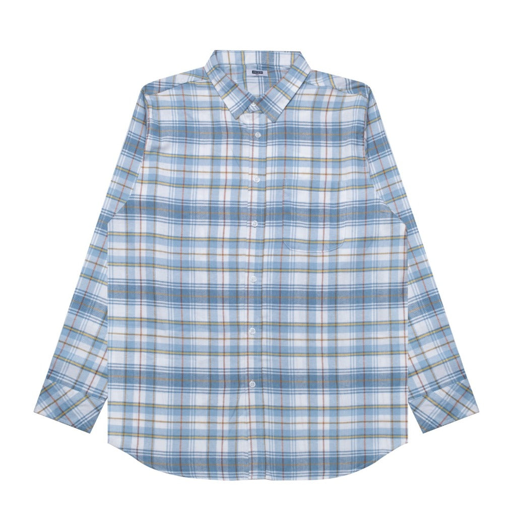 M231 Kemeja Pria Flannel Panjang Biru 0301