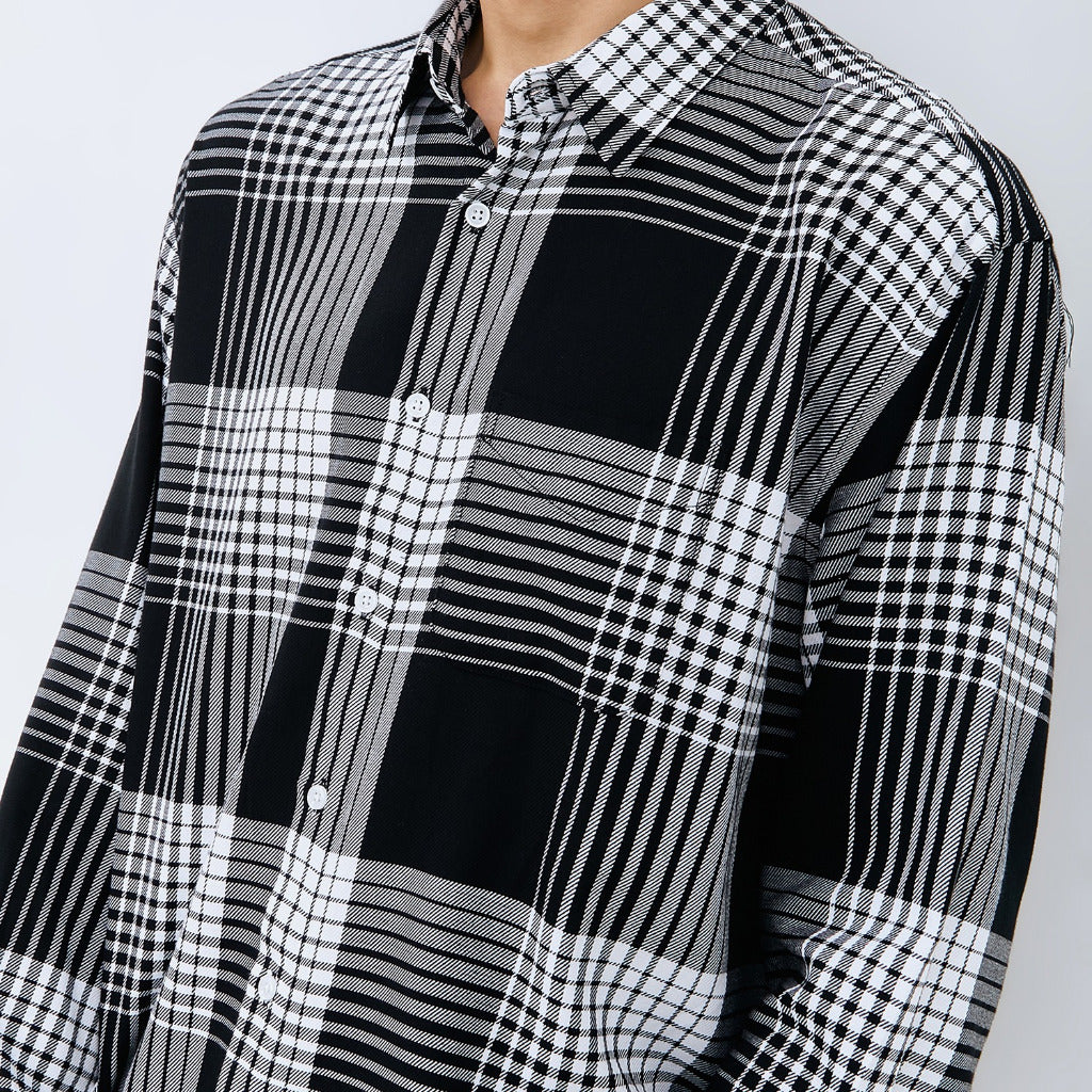 M231 Kemeja Pria Flannel Panjang Hitam 0083