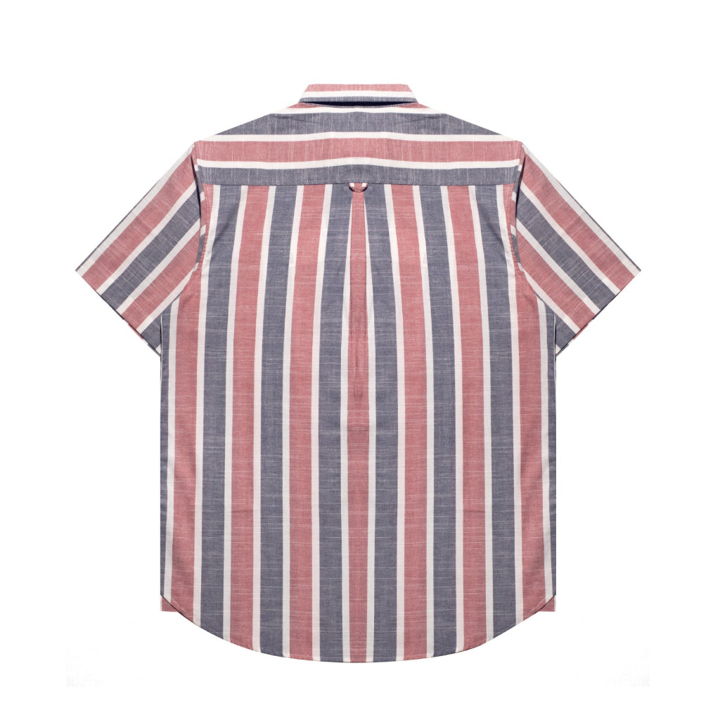 M231 Kemeja Pria Stripe Pendek Maroon 3139A