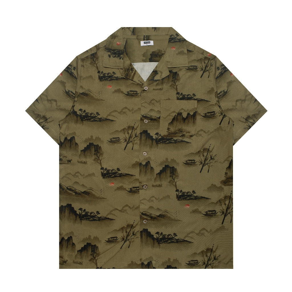 M231 Kemeja Pria Printing Hawaii Pendek 0130