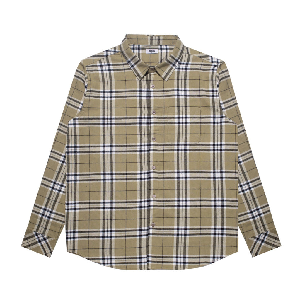 M231 Kemeja Pria Flannel Panjang Coklat 0103
